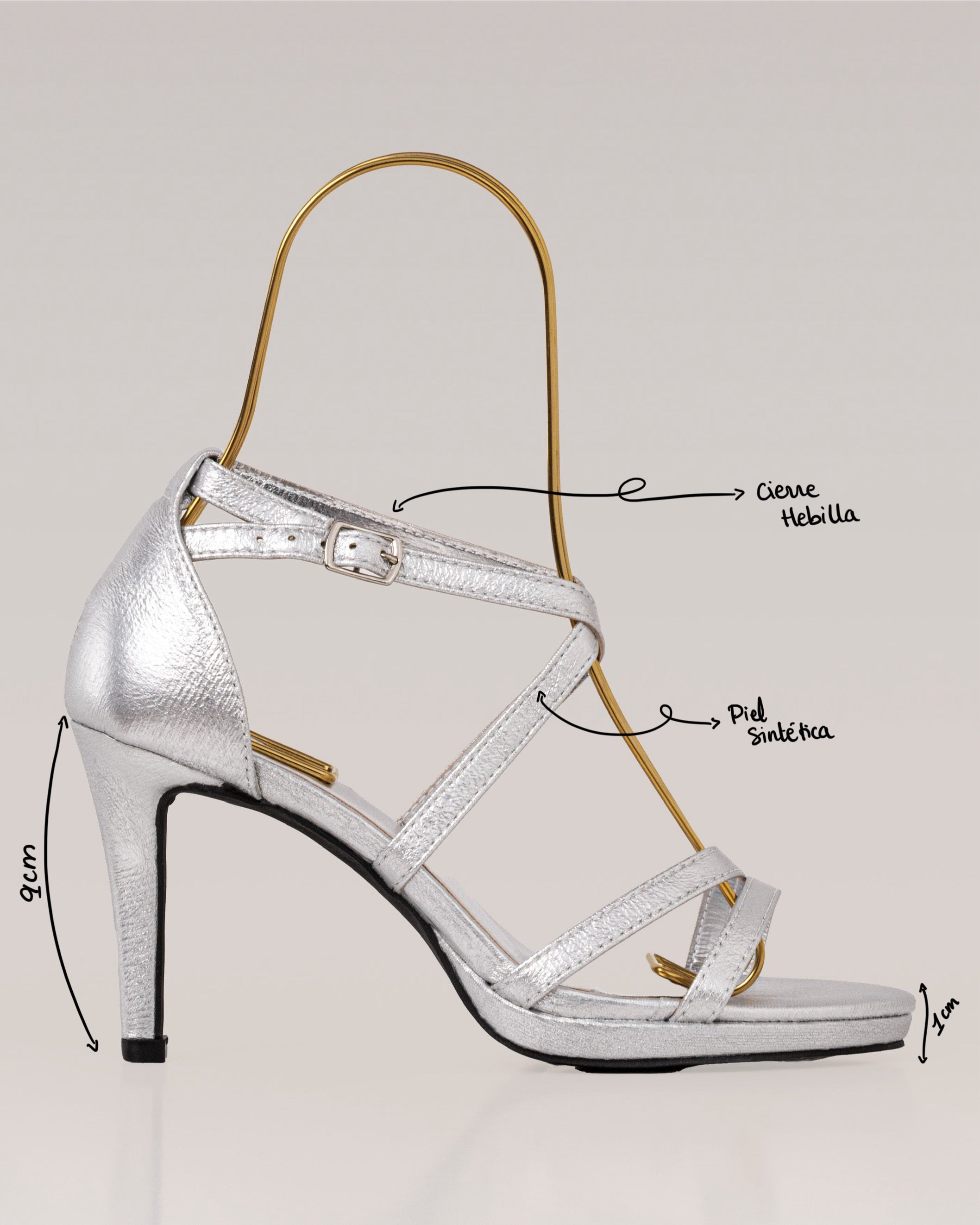 Sandalia de Tacón - ORIA - Plateado